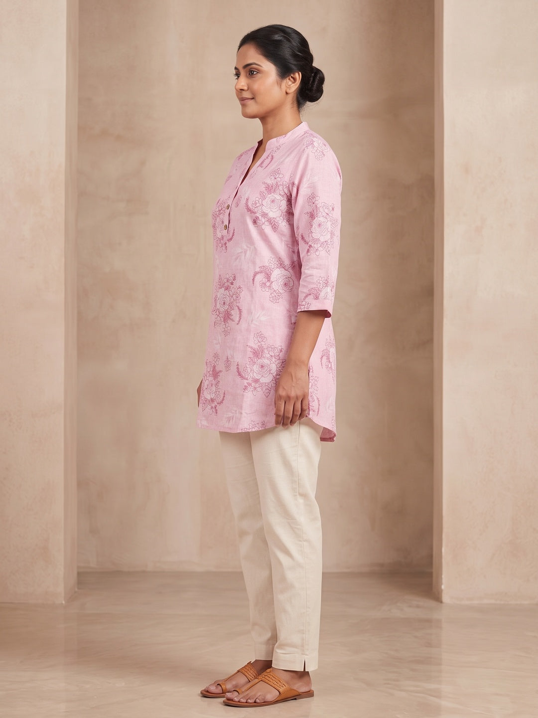 Pink Pure Cotton Floral Printed Top - Image 4