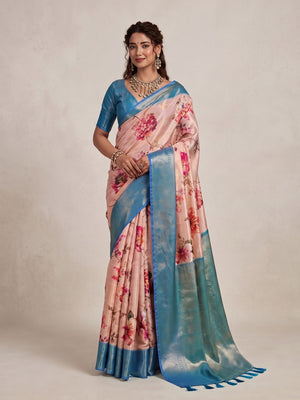 Peachmode Peach Silk Blend Saree - Image 2