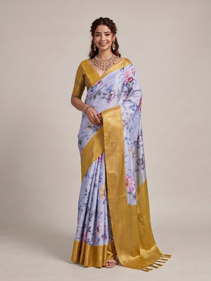 Peachmode Lavender Silk Blend Saree - Image 2