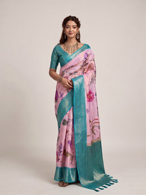 Peachmode Pink Silk Blend Saree - Image 2