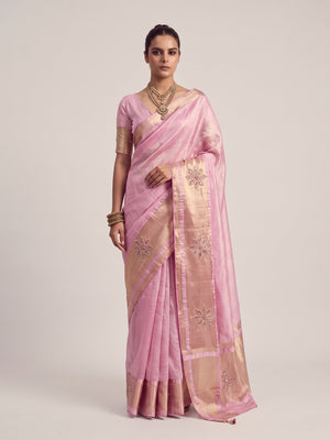 Peachmode Pink Cotton Blend Saree - Image 2