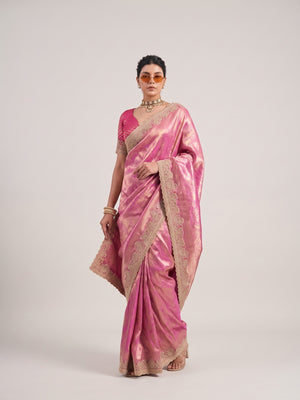 Peachmode Pink Silk Blend Saree - Image 2