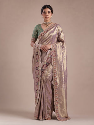 Peachmode Brown Silk Blend Saree - Image 2