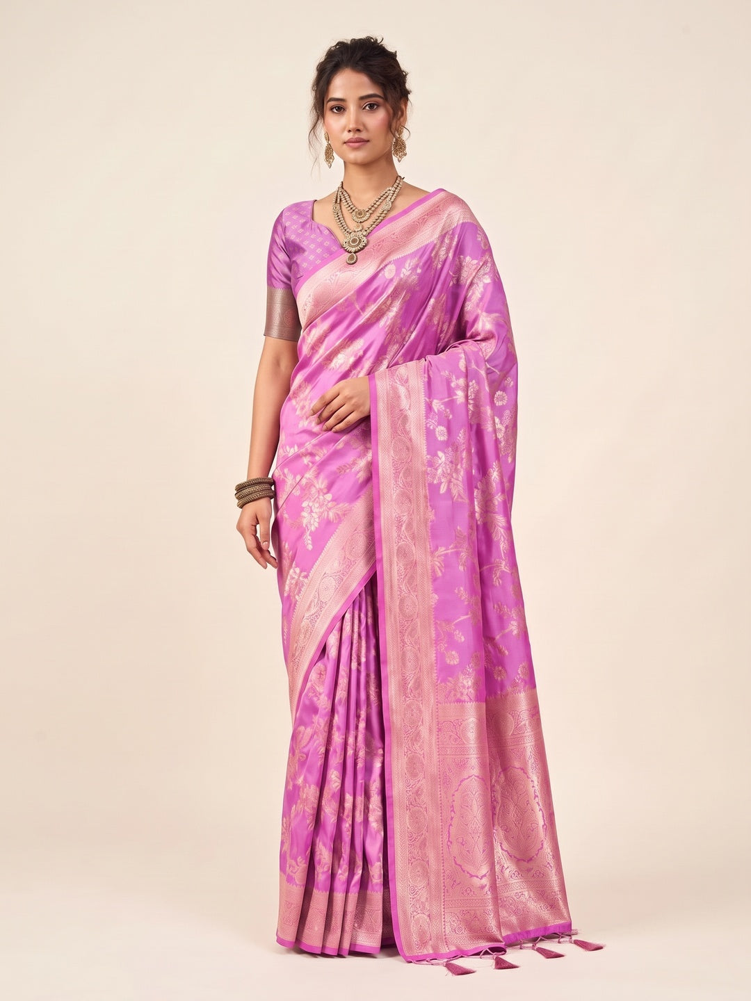Peachmode Pink Silk Blend Saree - Image 2