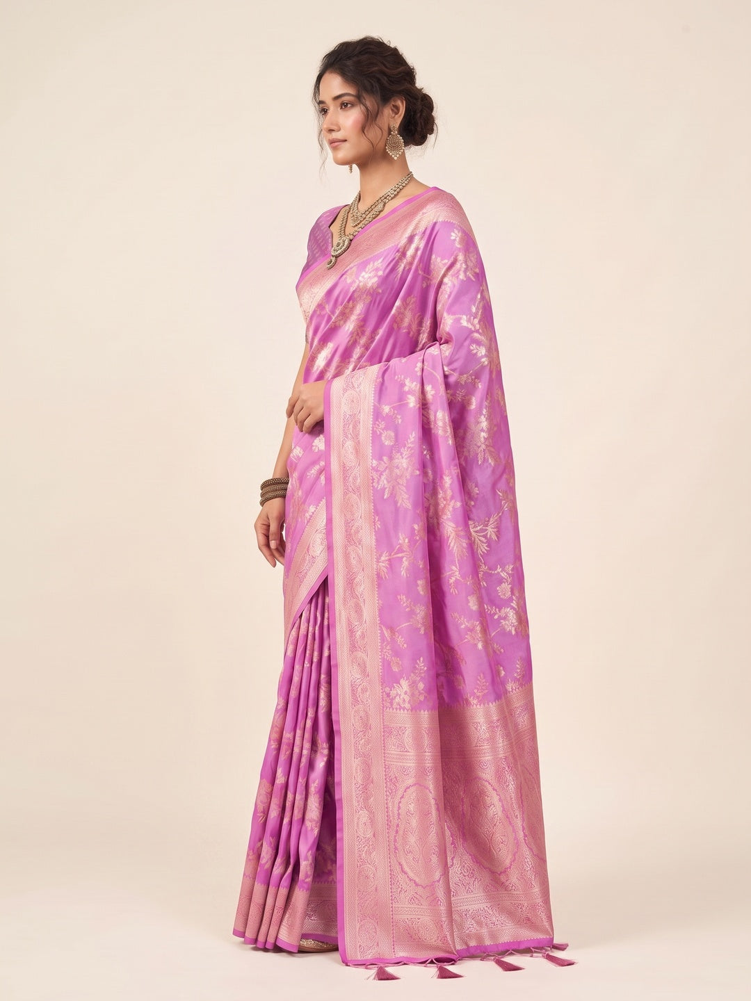 Peachmode Pink Silk Blend Saree - Image 3