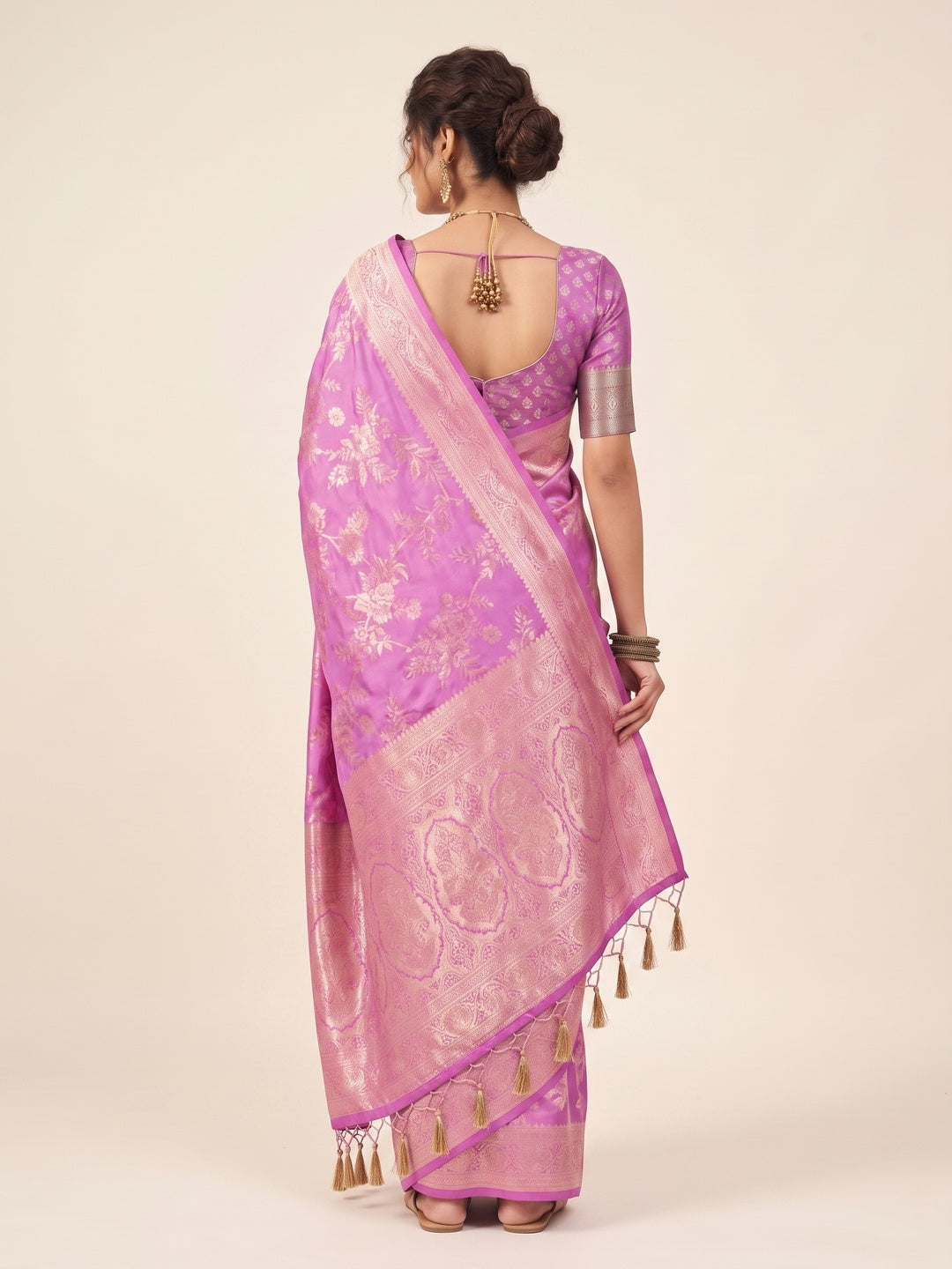Peachmode Pink Silk Blend Saree - Image 5