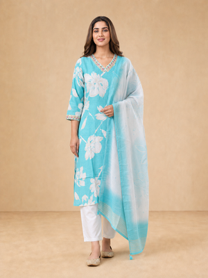 Peachmode Sky Blue Vatican Foil Salwar Suit - Image 2