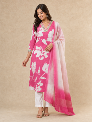Peachmode Pink Vatican Foil Salwar Suit - Image 1