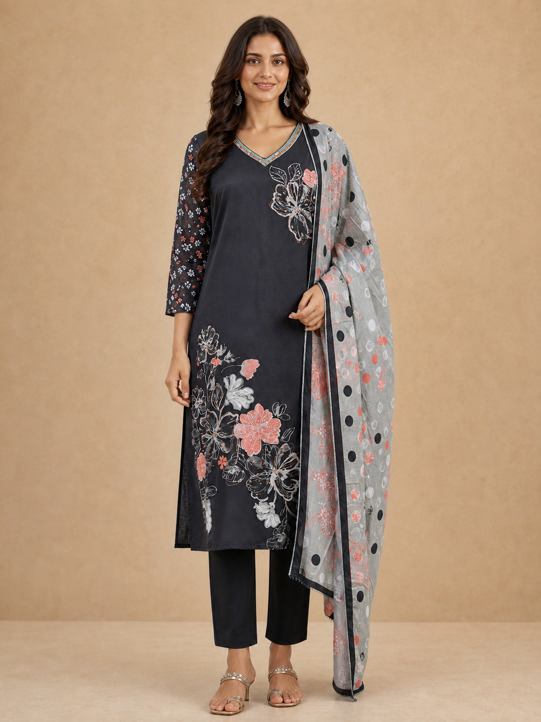Peachmode Black Muslin Salwar Suit - Image 2
