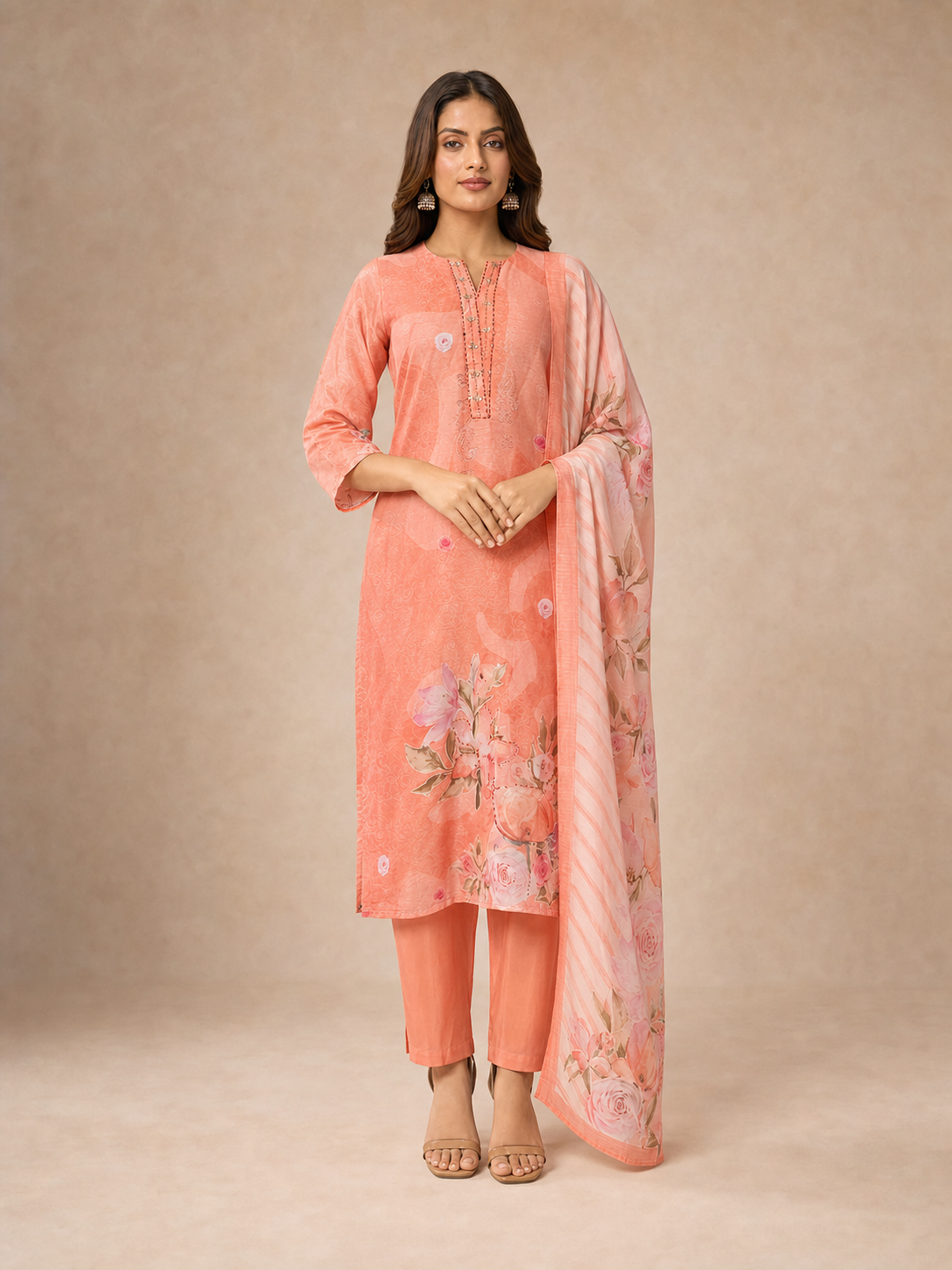Peachmode Peach Gucci Silk Salwar Suit - Image 2