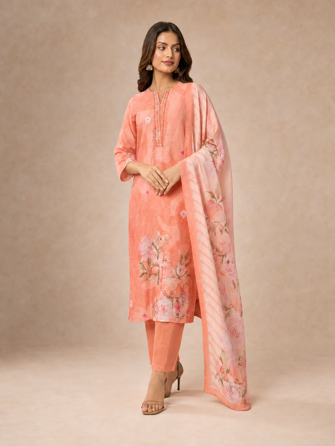 Peachmode Peach Gucci Silk Salwar Suit - Image 3
