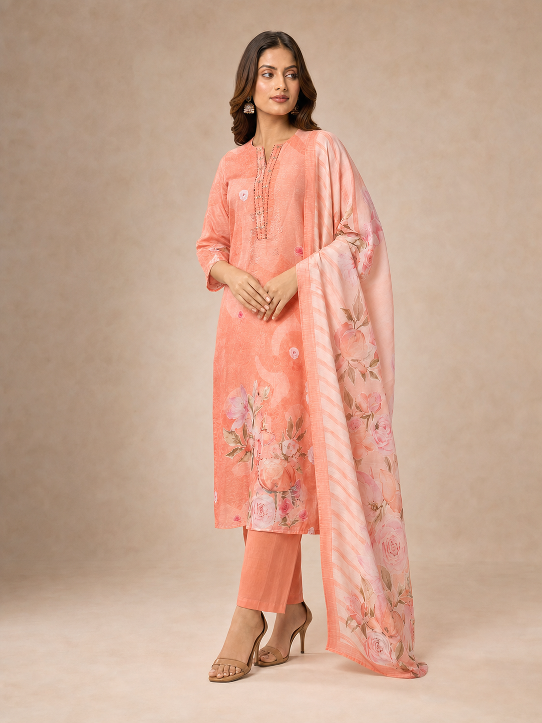 Peachmode Peach Gucci Silk Salwar Suit - Image 4