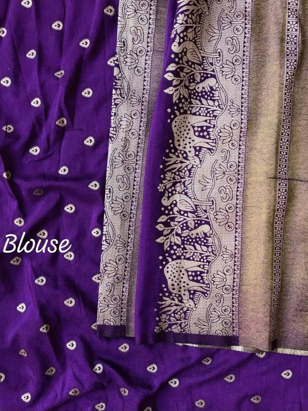 Peachmode Purple Khadi Tissue Paithani Silk Saree - Image 4