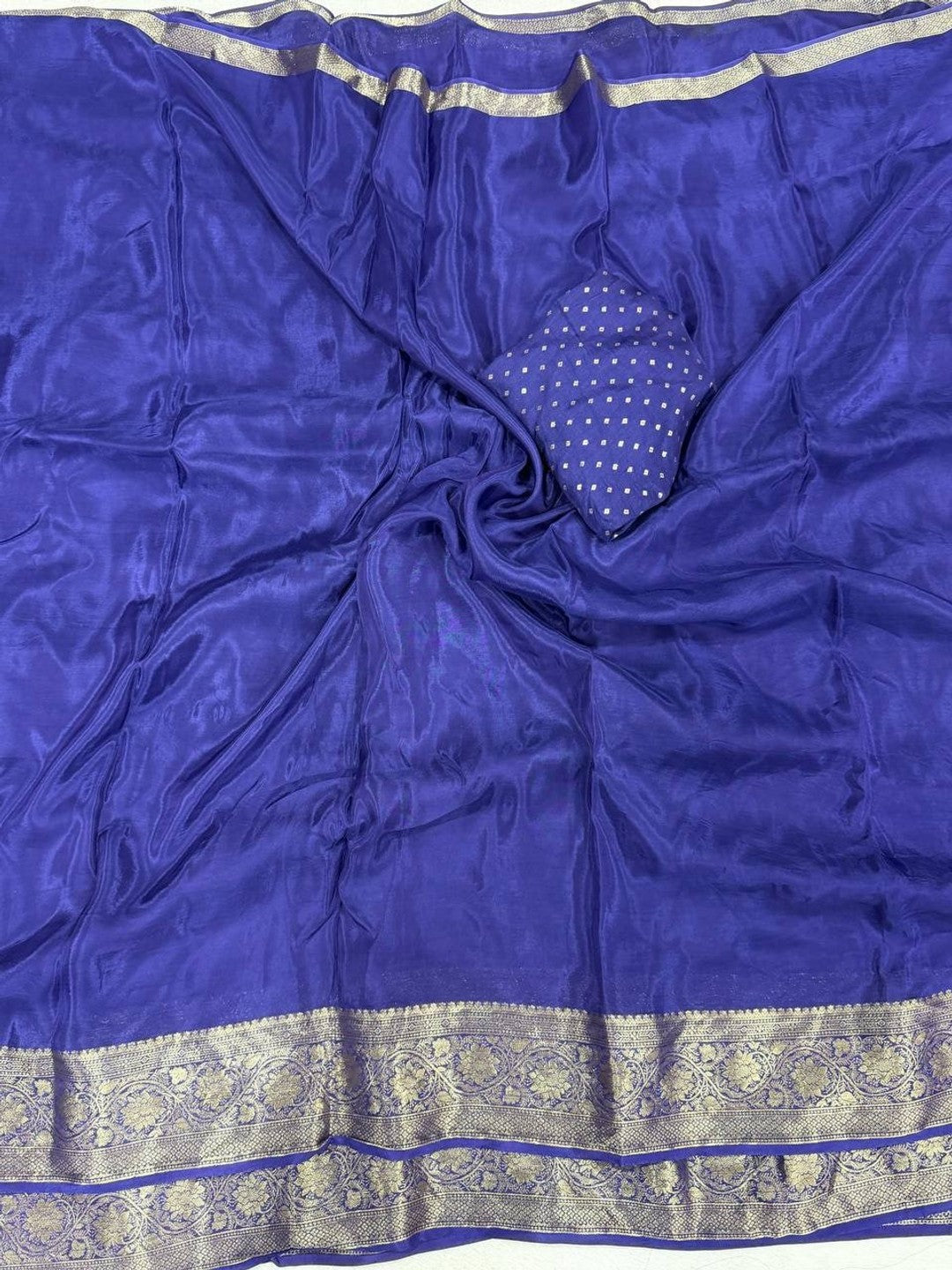 Peachmode Blue Ho Silk Zari Border Saree - Image 5