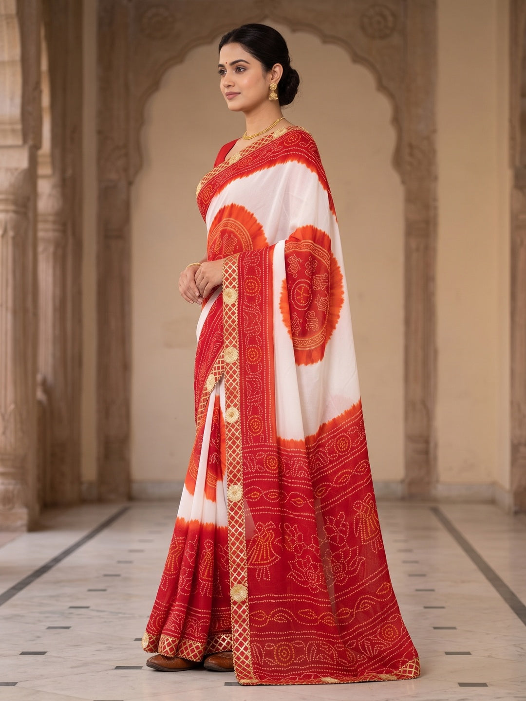 Peachmode Red Georgette Saree - Image 4