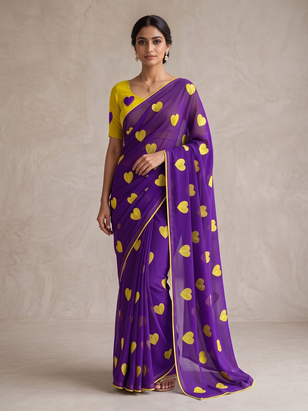 Peachmode Purple Georgette Saree - Image 2