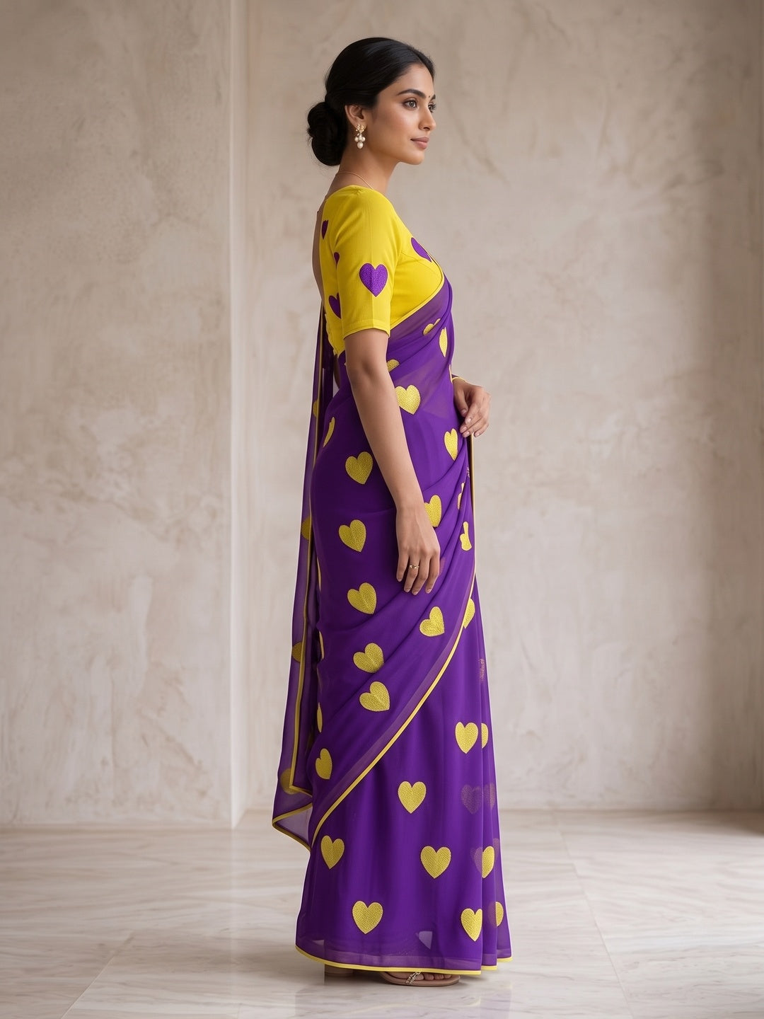 Peachmode Purple Georgette Saree - Image 4