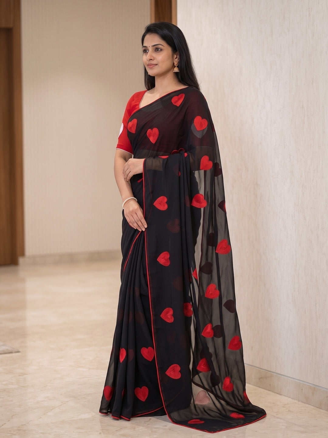 Peachmode Black Georgette Saree - Image 4