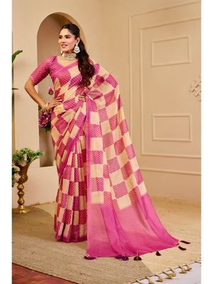 Peachmode Magenta Pure Cotton Saree - Image 1