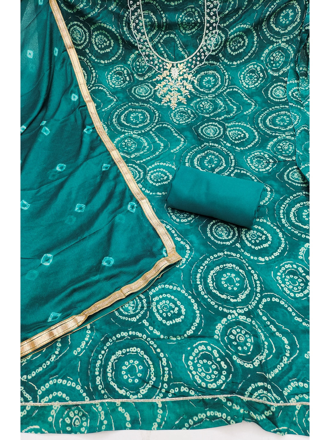 Peachmode Cambric Cotton Rama Green Unstitched Dress Material - Image 2