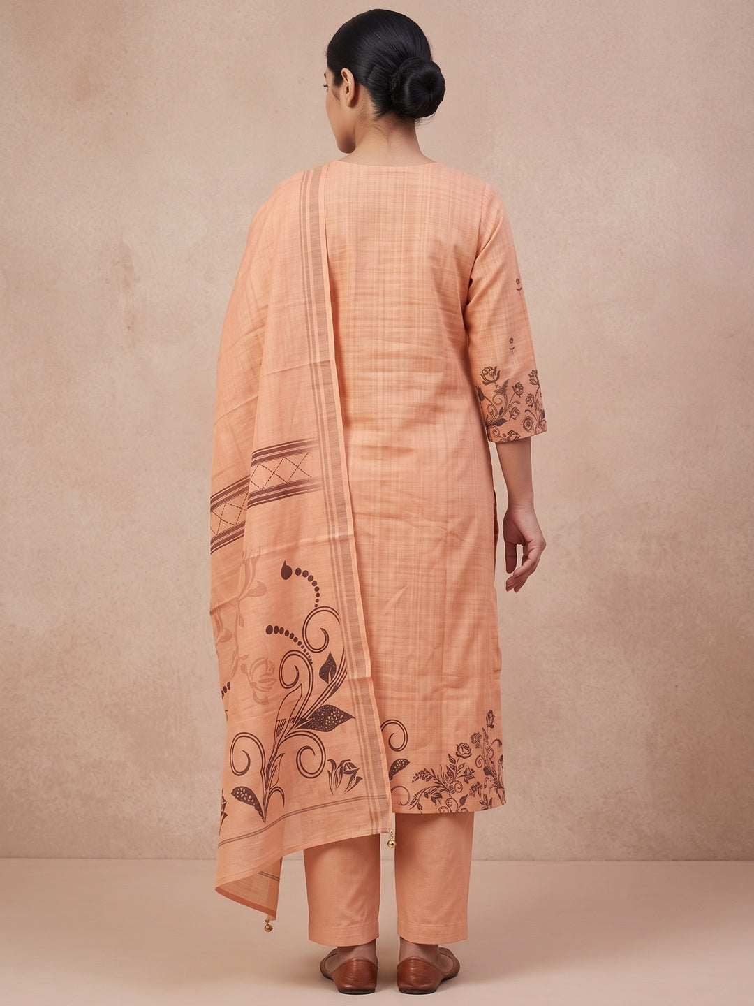 Peachmode Peach Linen Cotton Digital Printed Salwar Suit Set - Image 5