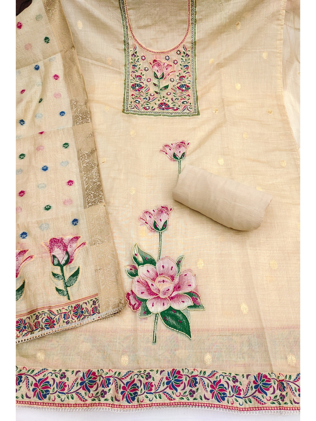 Peachmode Chikoo Unstitched Dress Material - Image 2