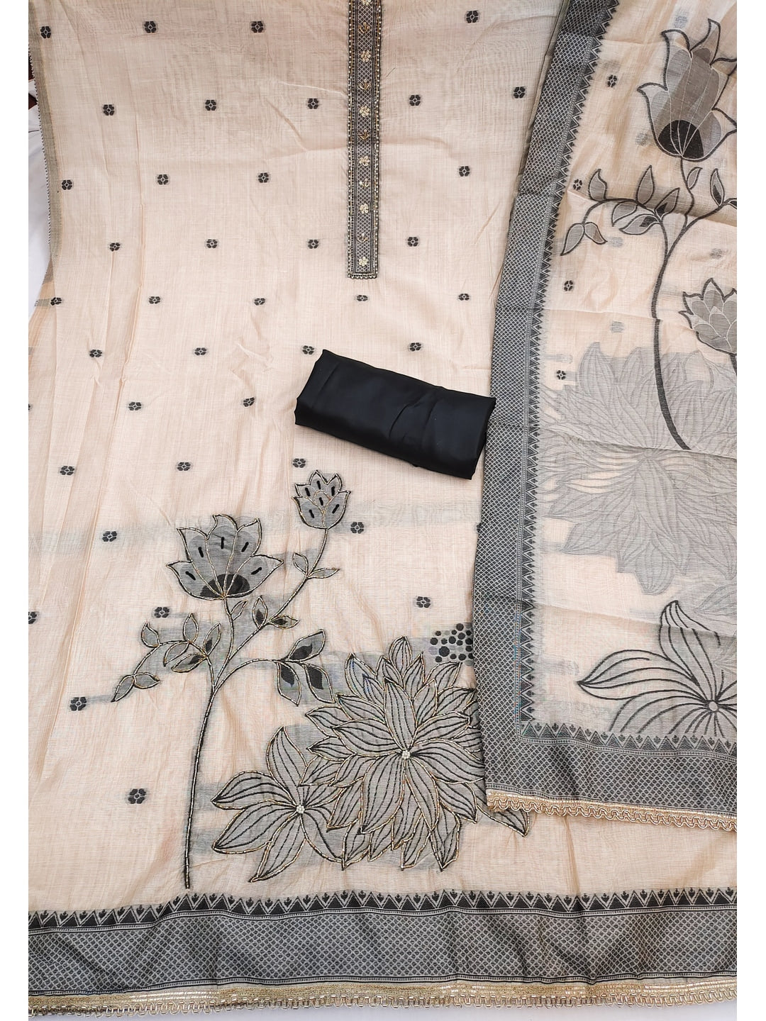 Peachmode Chikoo Unstitched Dress Material - Image 2