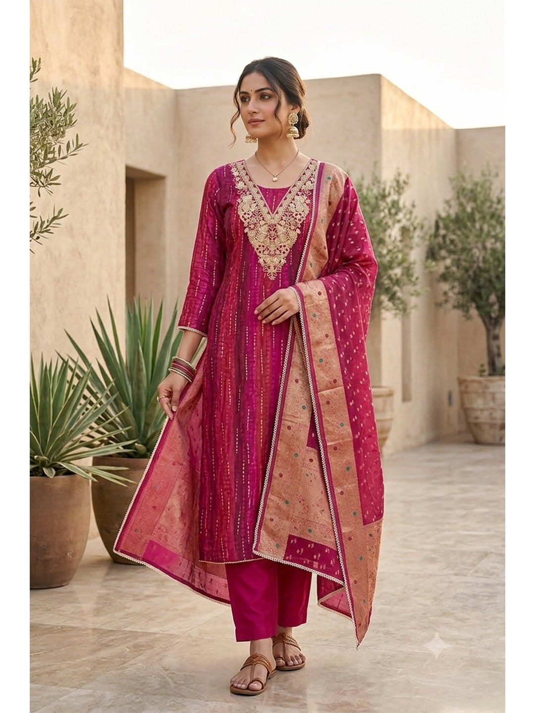 Peachmode Maroon Unstitched Dress Material - Image 1