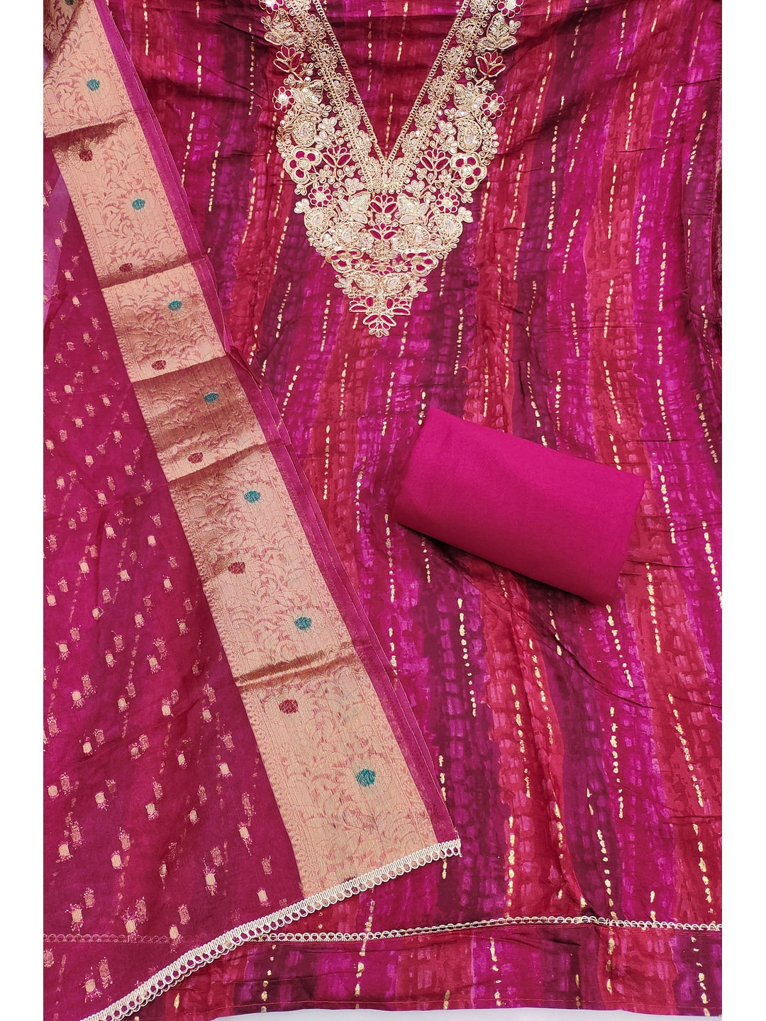 Peachmode Maroon Unstitched Dress Material - Image 2