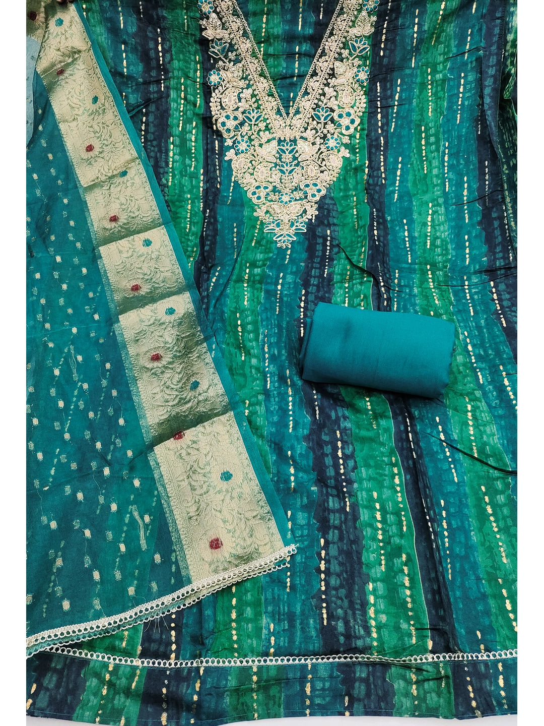 Peachmode Green Unstitched Dress Material - Image 2