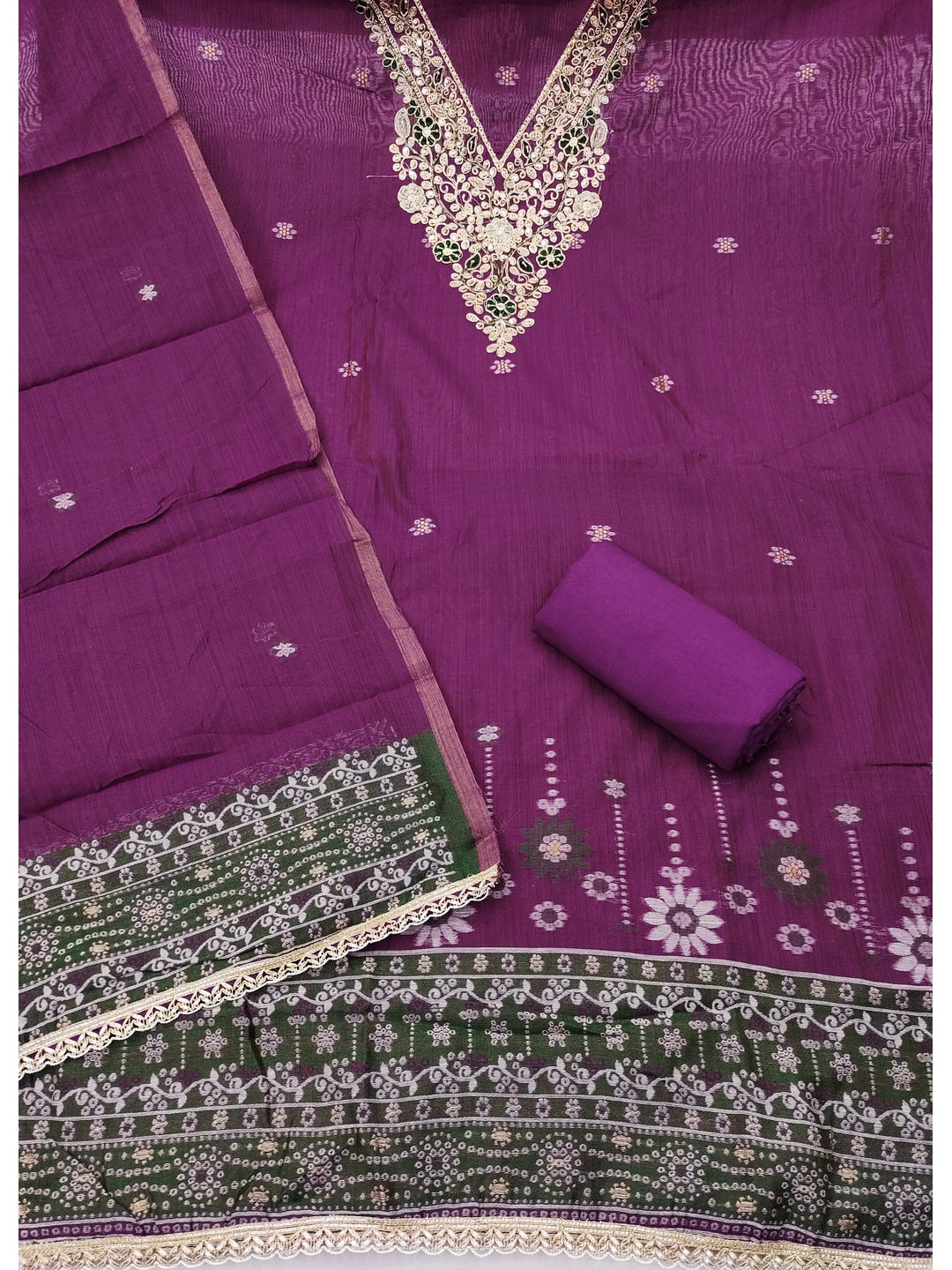 Peachmode Purple Unstitched Dress Material - Image 2
