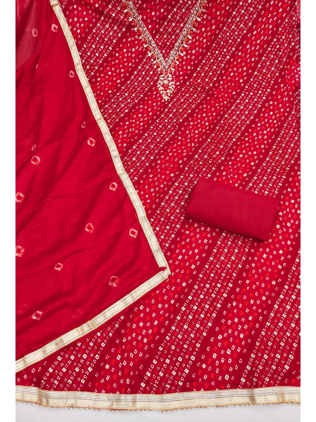 Peachmode Red Unstitched Dress Material - Image 2