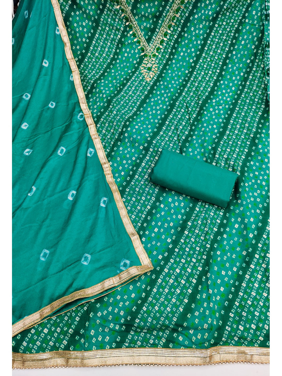 Peachmode Green Unstitched Dress Material - Image 2