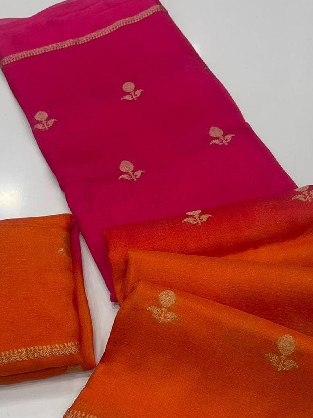 Peachmode Magenta Viscose Khadi Silk Zari Saree - Image 2