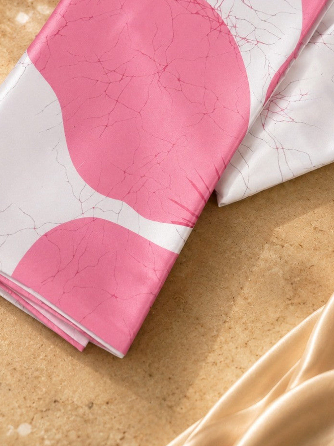 Elegant Pink Floral & Abstract Digital Printed Satin Saree For Contemporary Grace - Image 1