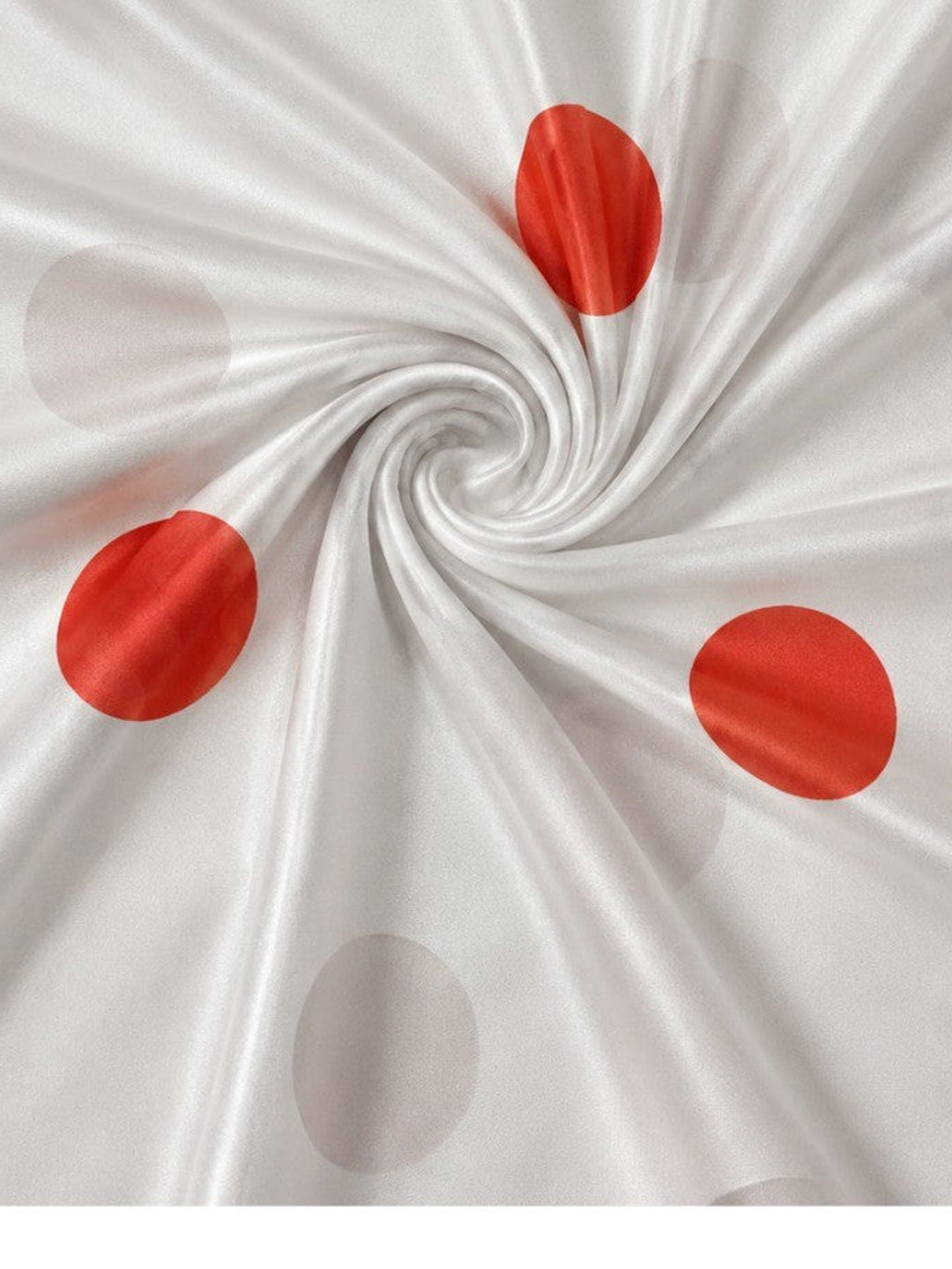 Fashionable Red & White Polka Dot Printed Party Wear Crepe Silk Saree  - Image 1