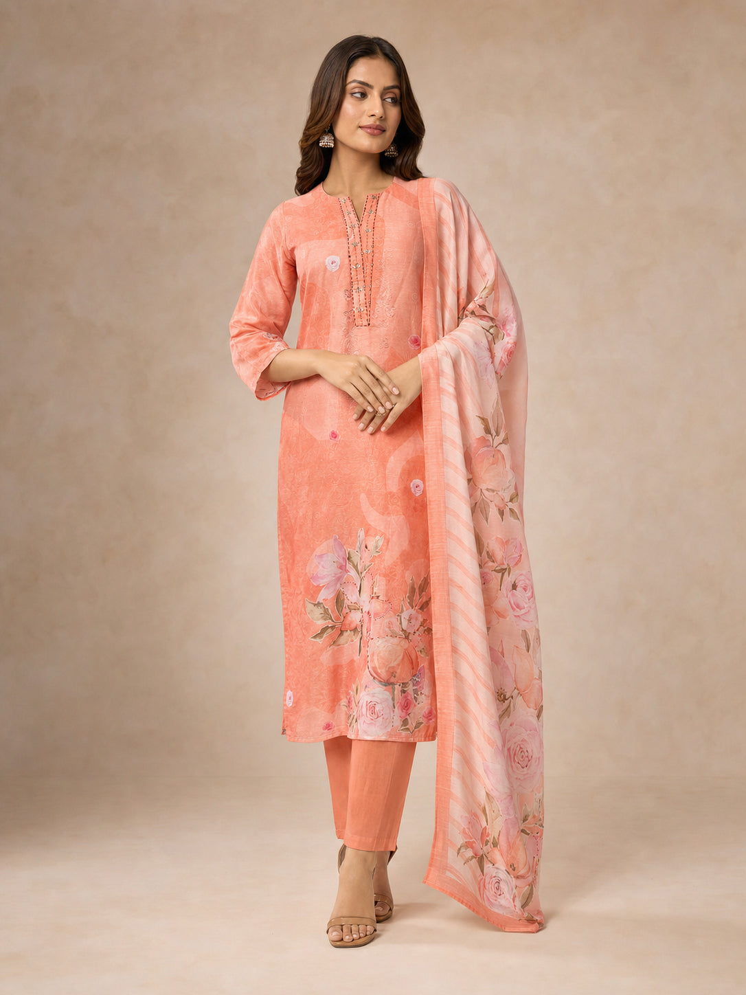 Peachmode Peach Gucci Silk Salwar Suit - Image 1