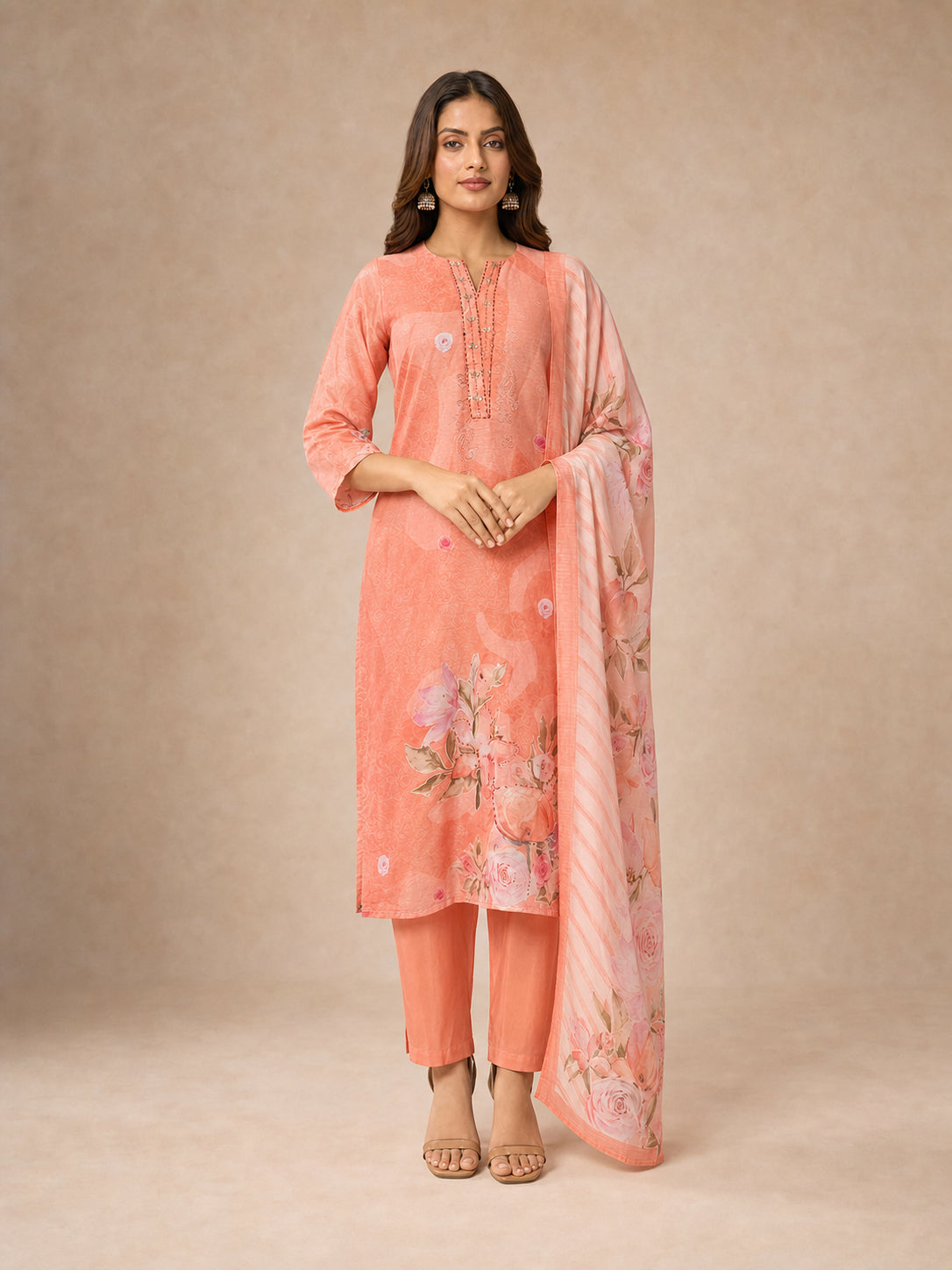 Peachmode Peach Gucci Silk Salwar Suit - Image 2
