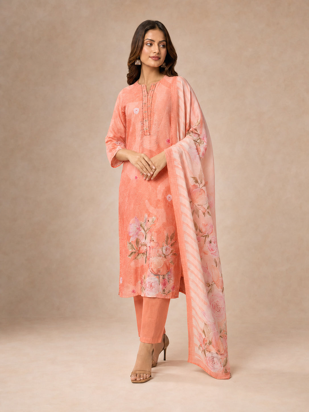 Peachmode Peach Gucci Silk Salwar Suit - Image 3