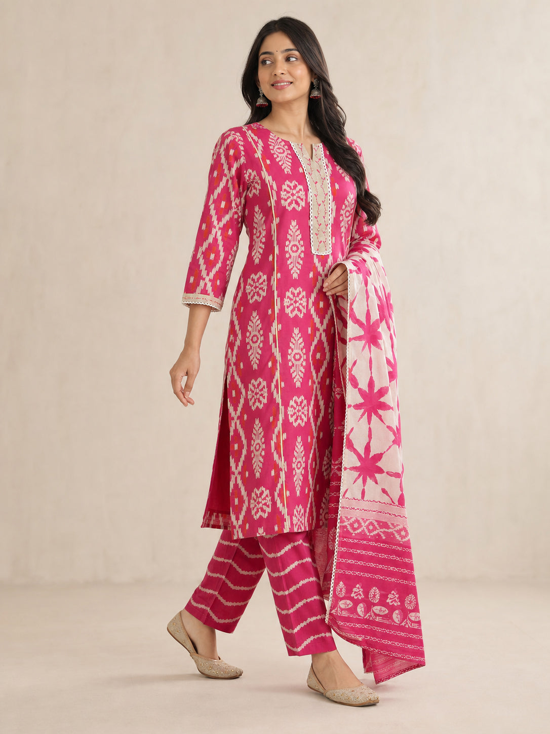 Peachmode Rani Pink Pure Cotton Salwar Suit - Image 4