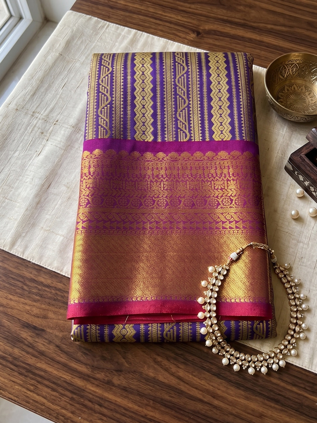 Peachmode Royal Blue Kanchivaram Silk Woven Saree - Image 5