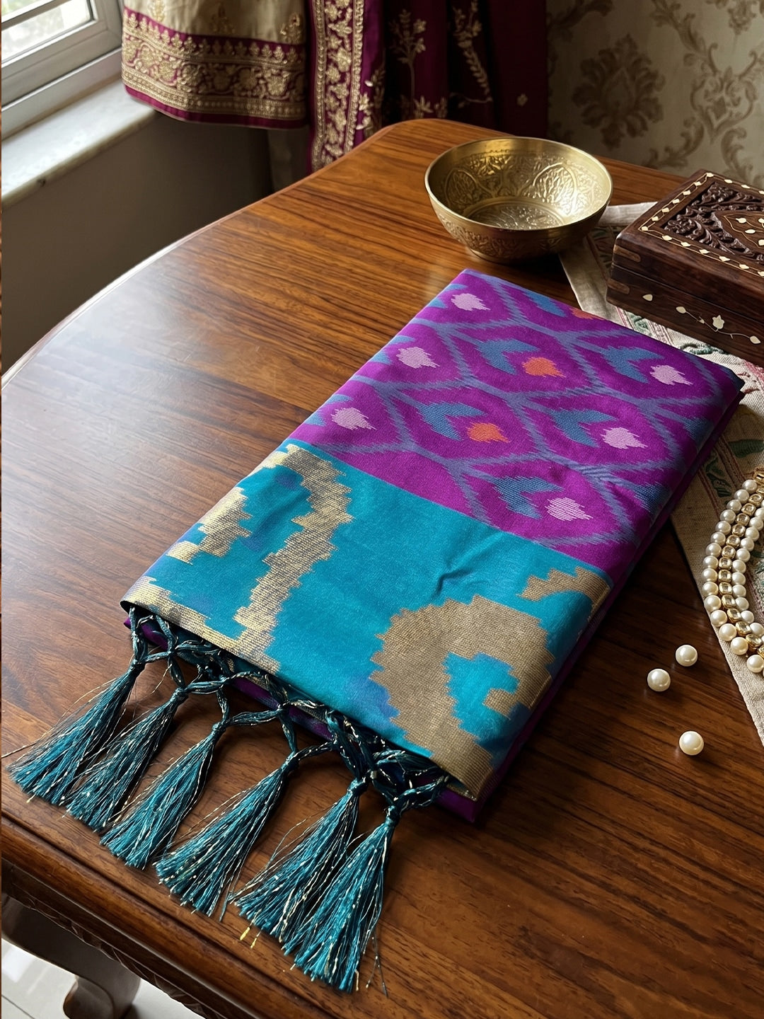 Peachmode Purple Soft Silk Woven Saree - Image 4