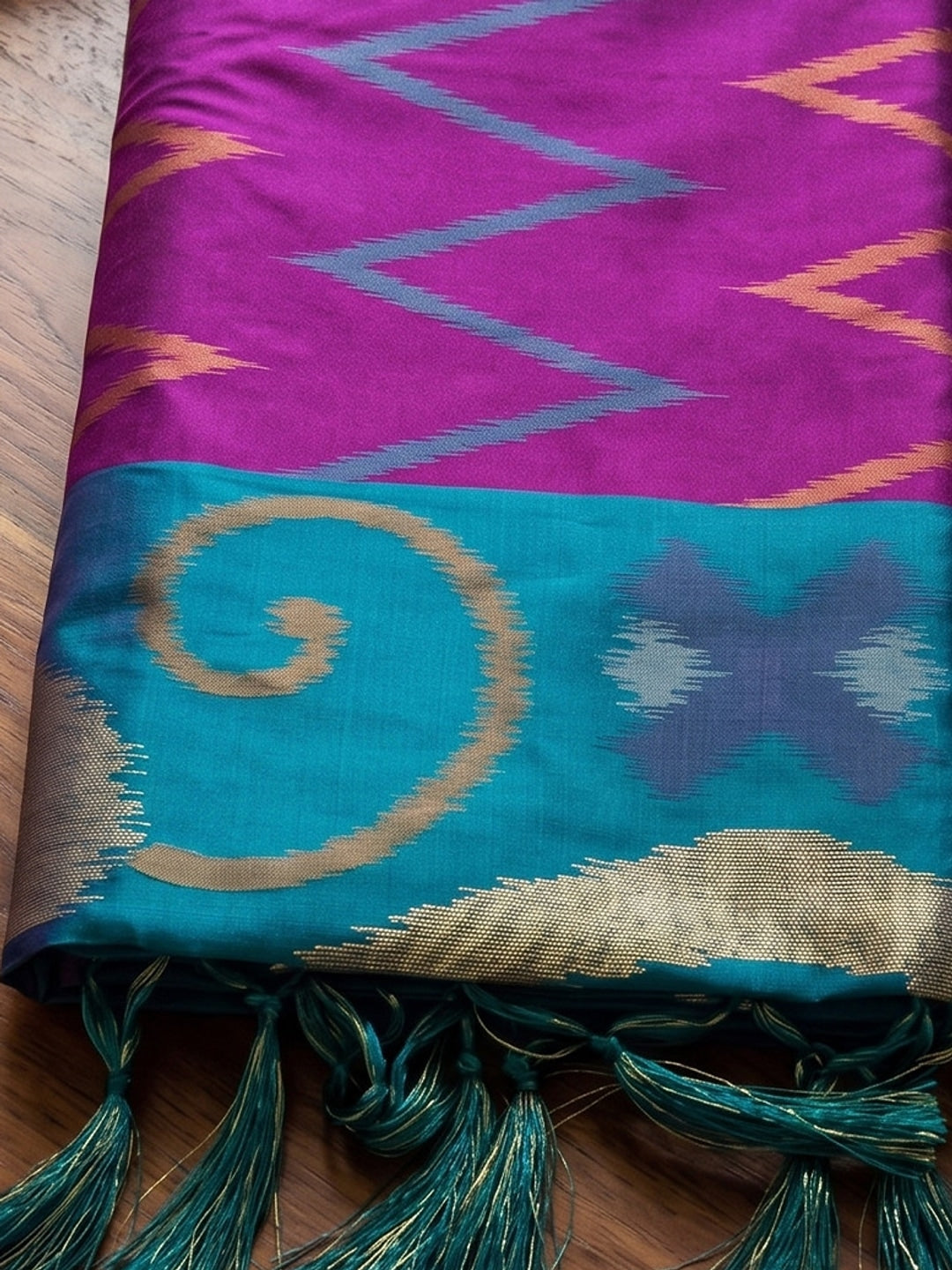 Peachmode Purple Soft Silk Woven Saree - Image 5