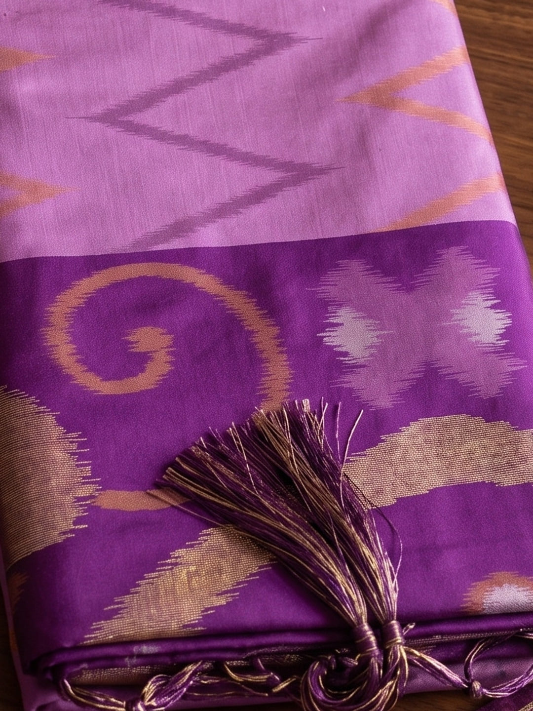 Peachmode Lavender Soft Silk Woven Saree - Image 5