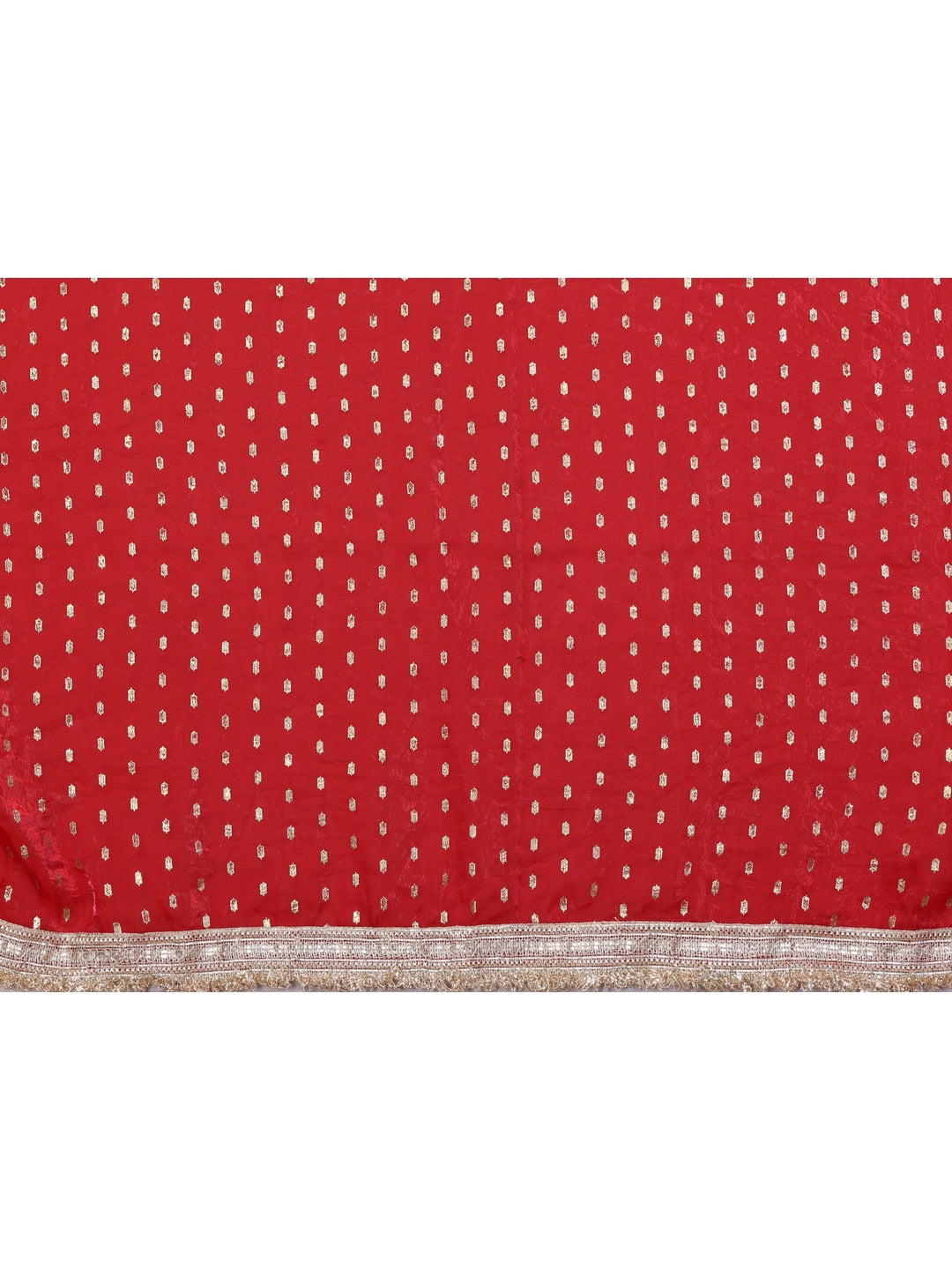 Peachmode Red Foil Work Satin Saree - Image 5