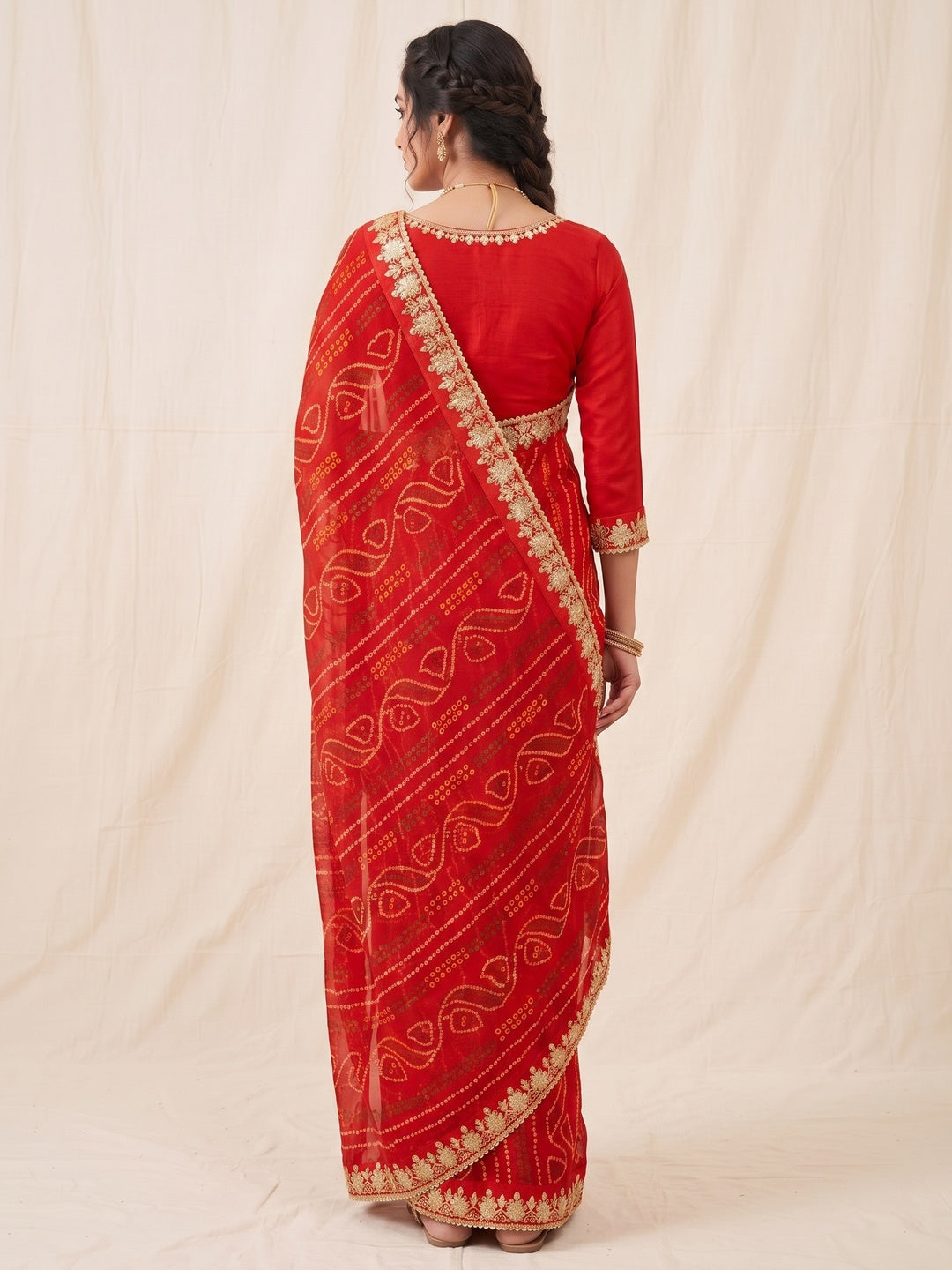 Peachmode Red Georgette Saree - Image 5