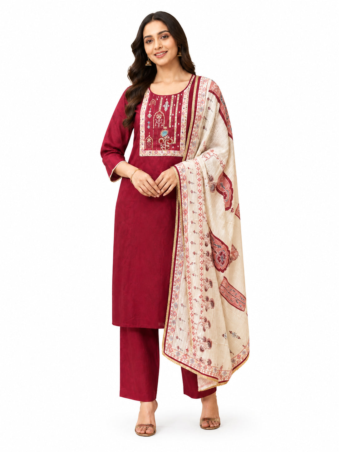 AARD-3573-MAROON white-background model view