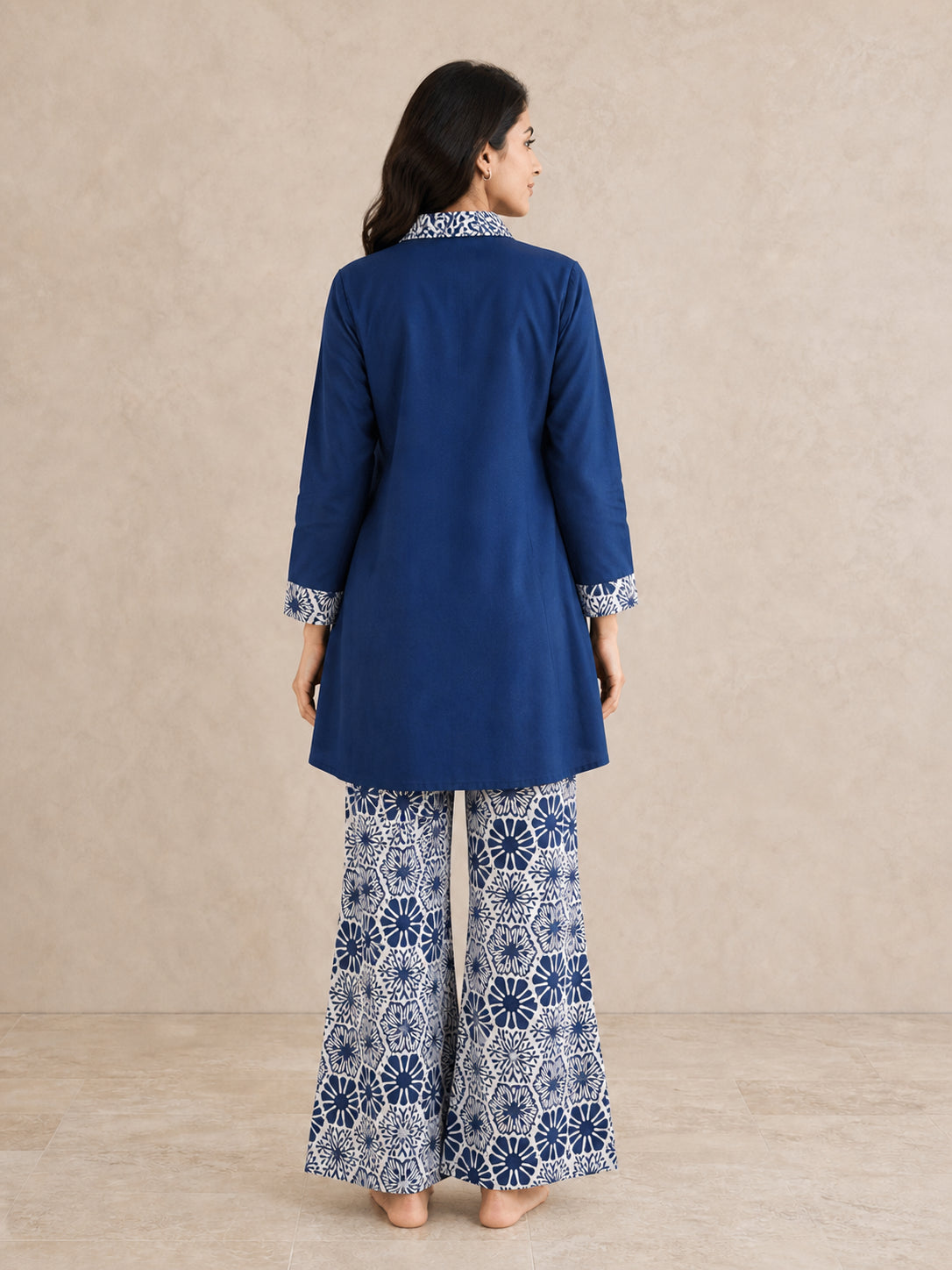 Peachmode Blue Cotton Flex Top Bottom Set - Image 4
