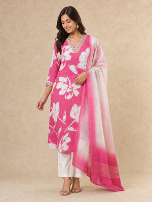 Peachmode Pink Vatican Foil Salwar Suit - Image 1