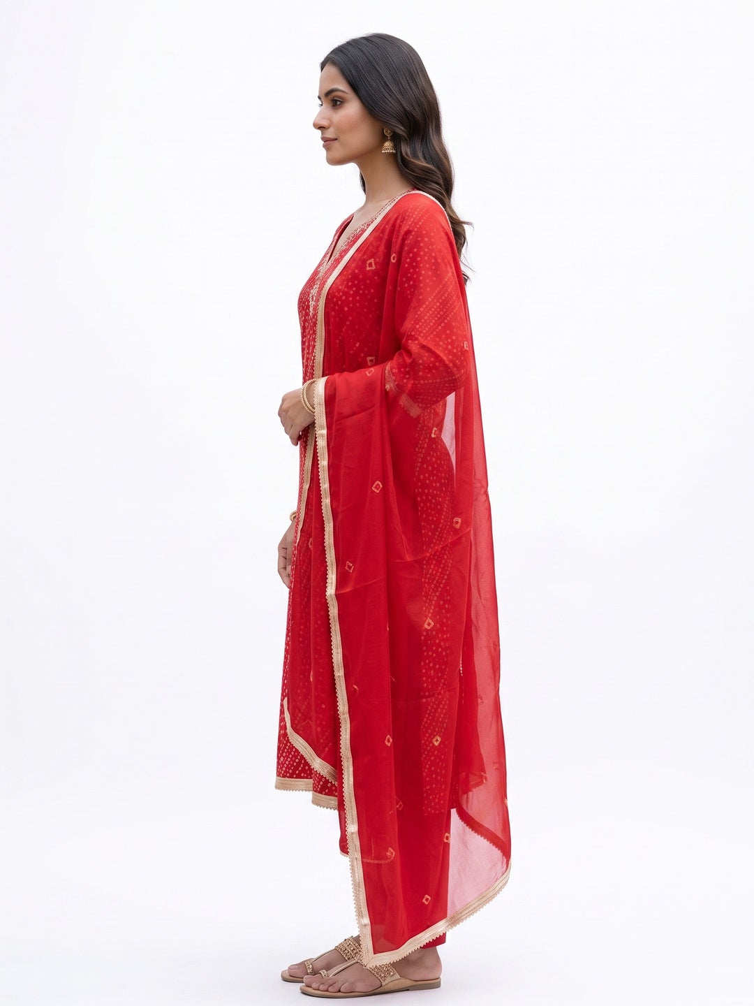 Peachmode Red Unstitched Dress Material - Image 6